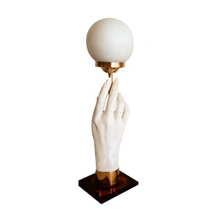 Hand Table Lamp with Sphere Glass For Sale