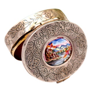 Silver Pill Box with Floral Motifs For Sale