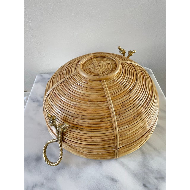 Brass 1970s Vintage Mid-Century Crespi Style Bamboo Brass & Rattan Bowl For Sale - Image 8 of 8