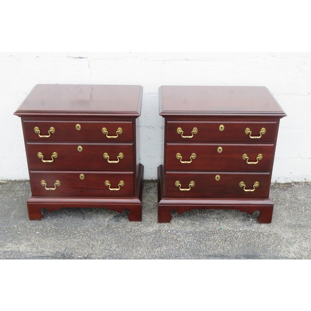 This classic Pair of Nightstands is made of wood, solid wood, solid mahogany, solid oak, and metal. The End Tables were...