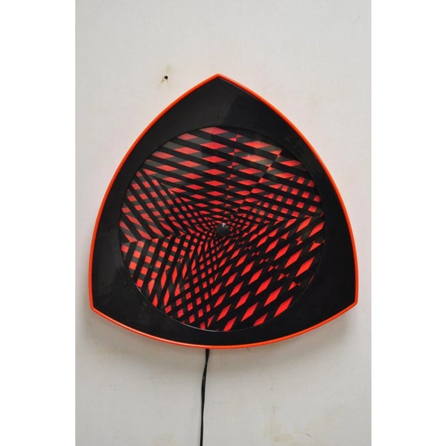 Vintage 1996 Rabbit Tanaka Lumaseries CyberSpace Red Kinetic Wall Art Sculpture. Item features a unique rotating form with...