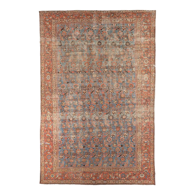 Early 20th Century Oversize Blue Grey Persian Mahal Rug - 13'4" x 20'4" For Sale