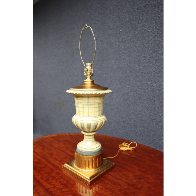 Porcelain Paint Decorated & Giltwood Table Lamp For Sale - Image 4 of 6