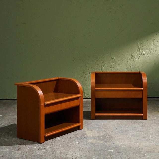Industrial Cognac Leather Nightstands by Luigi Massoni for Poltrona Frau, Italy, 1970s, Set of 2 For Sale - Image 3 of 14