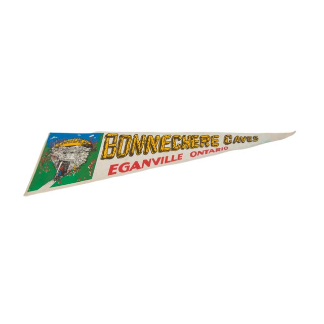 :: Bonnechere Caves Eganville Ontario pennant circa 1980's vintage. Item is in fair condition, and may exhibit one or more...