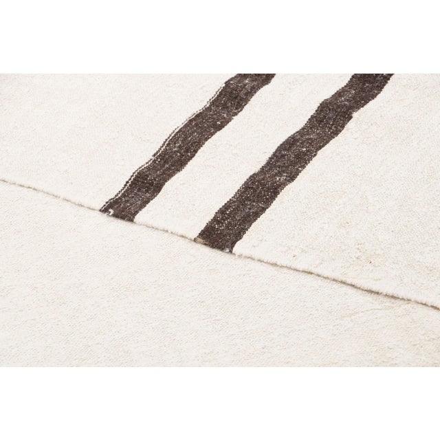 Textile Vintage Turkish Kilim Hemp Rug With Black Stripes by Rug & Kilim, 1950-1959 For Sale - Image 7 of 9