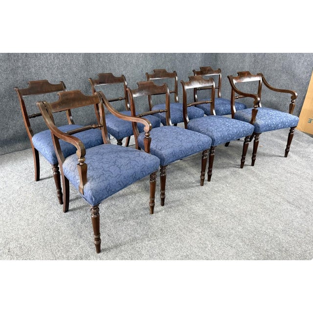 Traditional Set of 8 19th Century Solid Mahogany Turned Leg Dining Chairs For Sale - Image 3 of 14