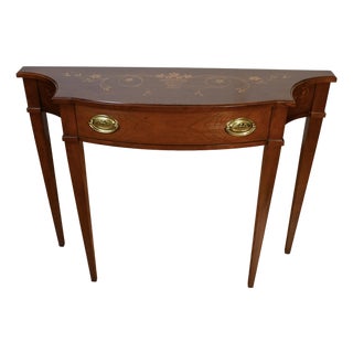 1980s Harden English Regency Style Cherry Inlaid Console Table For Sale