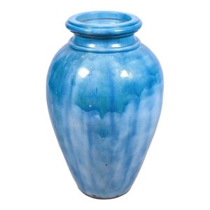 Monumental Galloway Style Urn Blue Glazed Garden Pottery