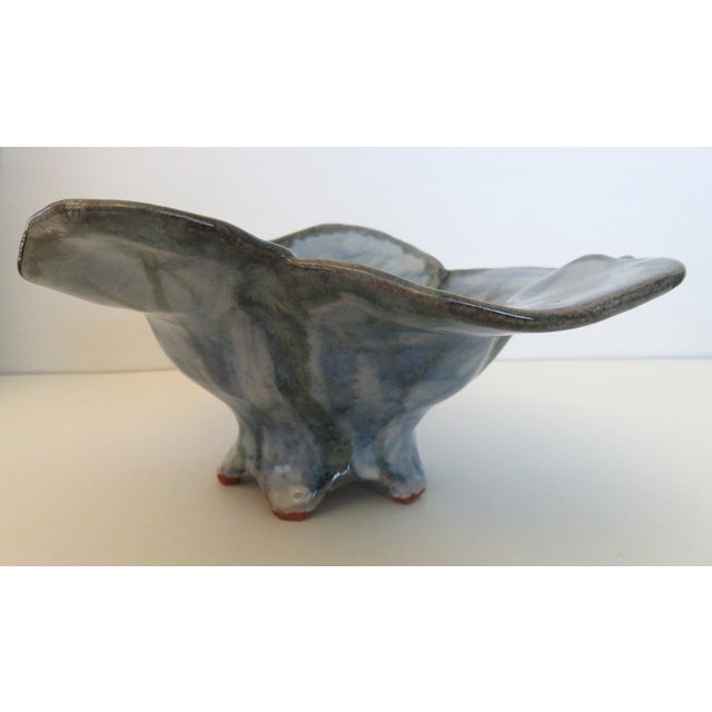 Late 20th Century Studio Art Pottery Ikebana Vase 3 Flower Tubes Floral Frog Signed Hand-Made For Sale - Image 5 of 7