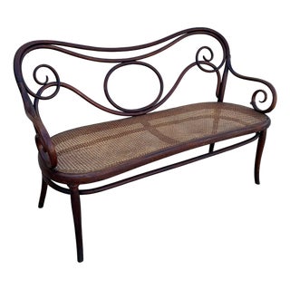 Late 19th Century Vienna Secession Bentwood & Caine No. 08 Settee Bench Attributed to Jacob & Josef Kohn For Sale
