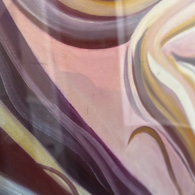 Textile Vintage Abstract Nude Painting on Canvas ~ Framed For Sale - Image 7 of 12