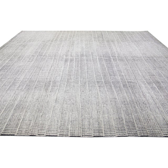 2010s 2010s Modern Minimalist Moroccan Style Oversize Wool Rug in Gray by Apadana For Sale - Image 5 of 7