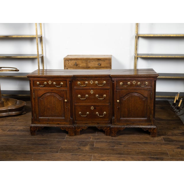 Early 19th Century English Georgian Period 1800s Oak Dresser Base with Five Drawers and Two Doors For Sale - Image 5 of 12