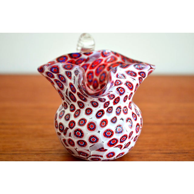 Italian Murano vase with Millefiori glass - a very complex process of glass production. - Blue White Red - Small vase-...