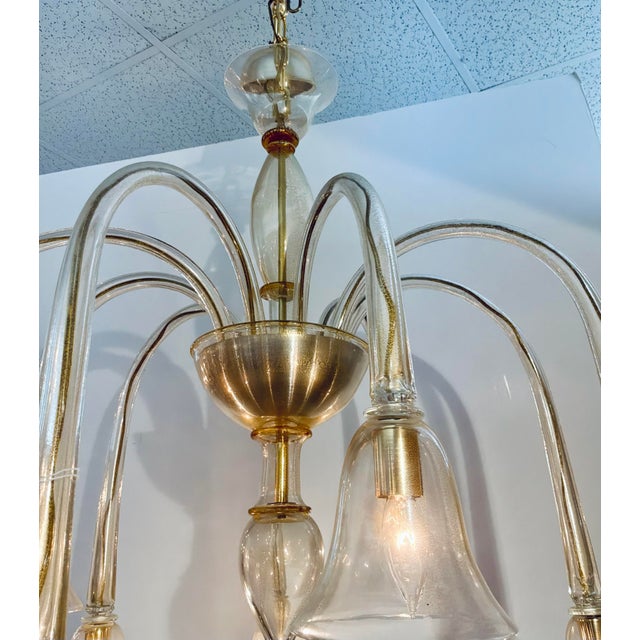 Murano 1990s Myran Allan Luxury Lighting Modern Venetian Murano Hand Blown Gol Murine Chandelier For Sale - Image 4 of 6