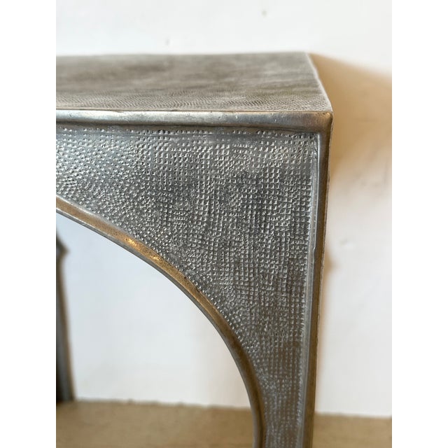 Moroccan Square Cast Aluminum Side End Table With Moroccan Vibe For Sale - Image 3 of 7