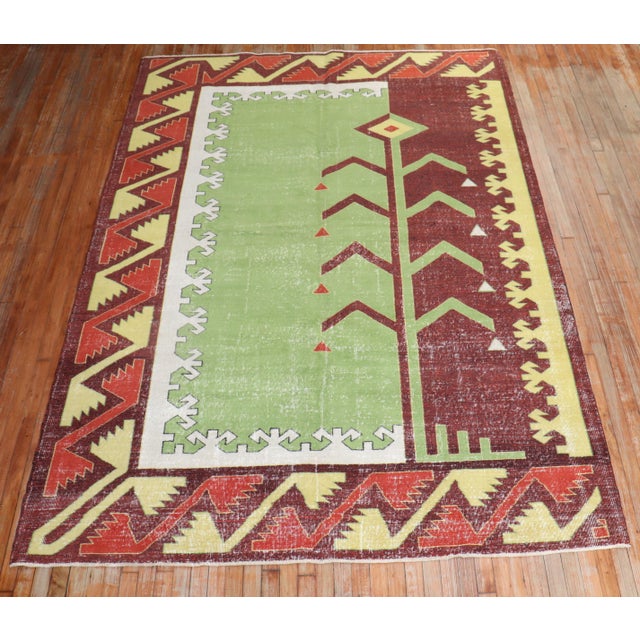 One of a kind hand knotted Turkish Zeki Muren rug Measures: 6'9'' x 9'6" Zeki Muren was a famous Turkish musician back in...