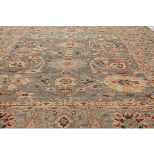 Contemporary Sultanabad-Inspired Beige Carpet "Anthemion" by Doris Leslie Blau For Sale - Image 9 of 10