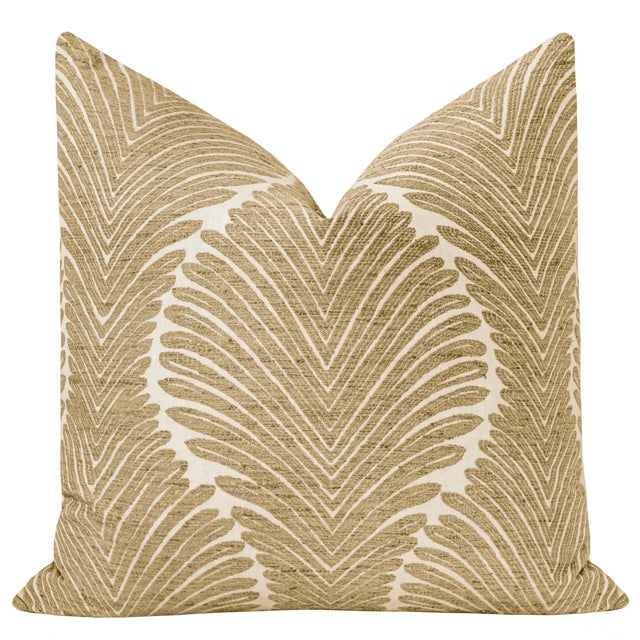 Pair of beautiful custom-made musgrove chenille pillows in natural. Meticulously handcrafted with serged interior seams,...
