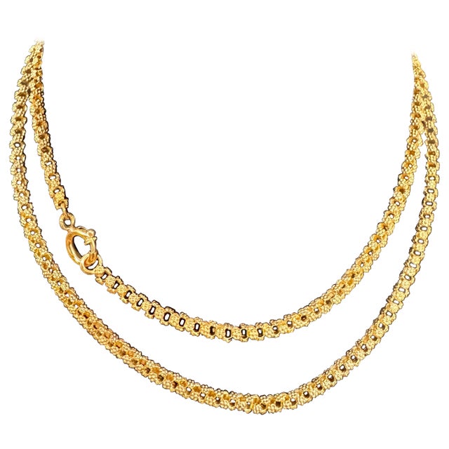 Vintage 18 Karat solid Yellow Gold 30 Gm, Link Chain, 3.6 mm Necklace, 28 " Long For Sale - Image 15 of 18