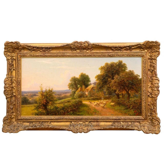 HENRY MAIDMENT English. fl. 1889-1914 Pastoral Landscape with Shepherd and Flock Oil on canvas | signed with artist's...