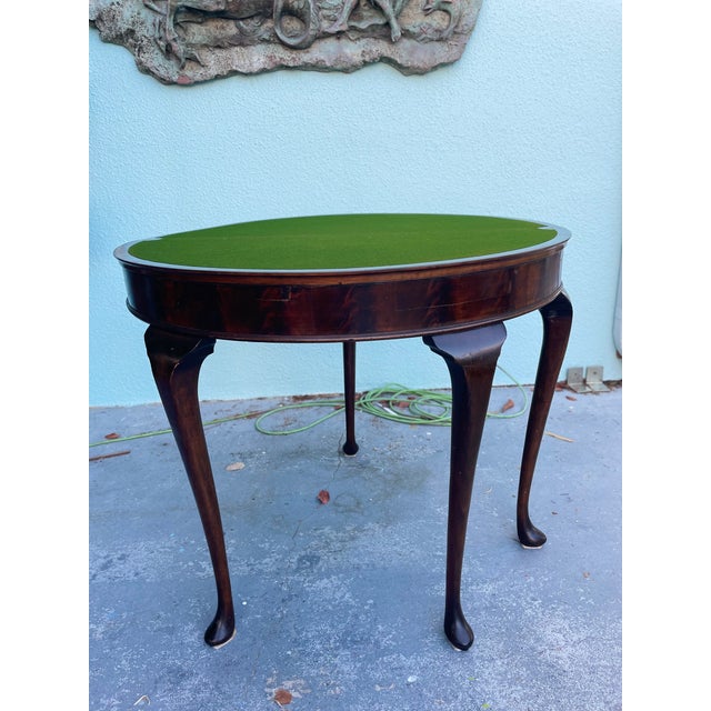 Late 19th Century Antique 1880s French Mahogany Folding Game Table With Green Felt – Original Condition For Sale - Image 5 of 14