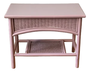 1970s Bubble Gum Pink Bentwood & Wicker Accent Table