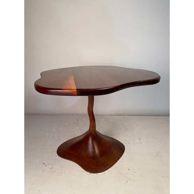 Brown 1970s Freeform Sculptural Side Table in Stack Laminated Walnut For Sale - Image 8 of 9