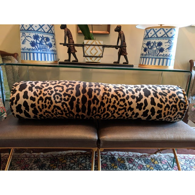Braemore Jamil Leopard Velvet Bolster Pillow Chairish