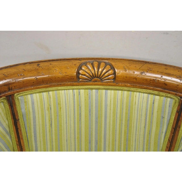 Antique Italian Regency Distress Carved Walnut Barrel Back Club Arm Chair, Pair For Sale - Image 4 of 11