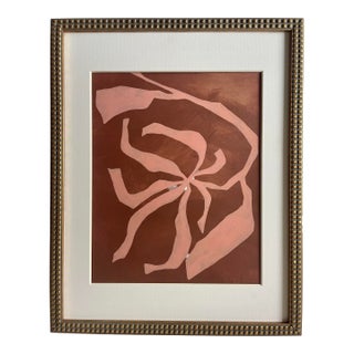 2026 "Lampone" Abstract Minimalist Botanical Painting on Paper by Artist r.k. Red For Sale