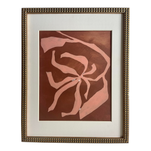 2026 "Lampone" Abstract Minimalist Botanical Painting on Paper by Artist r.k. Red