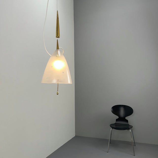 1950s Vintage Pendant Lamp in Acrylic Glass by Paavo Tynell, 1950s For Sale - Image 5 of 10