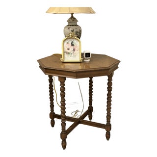 Mid-Century Hexagonal End Table (Oak) For Sale