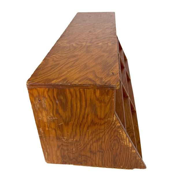 Vintage 1950s Large Modernist Wooden Desktop Cubby W/ Angled Slotted Compartments - Handmade Office Storage Organizer For Sale In Philadelphia - Image 6 of 12
