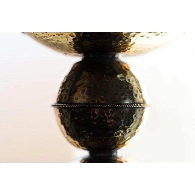 Hand-Hammered Brass Arts & Crafts Candleholder For Sale - Image 3 of 5