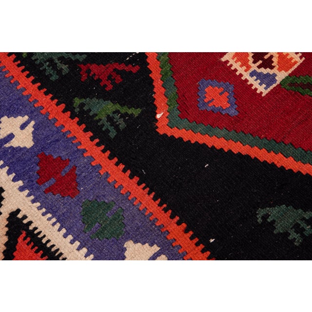 Vintage Kilim Handmade Flatweave Multicolor Geometric Wool Runner 5' 2'' X 12' 11'' For Sale - Image 10 of 11