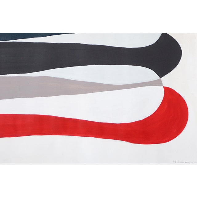 2026, Looping Horizon, Modern Organic Diptych, Color Band Elipse in Blue and Red, Acrylic Paint on Watercolor Paper by Ryan Rivadeneyra For Sale - Image 10 of 10