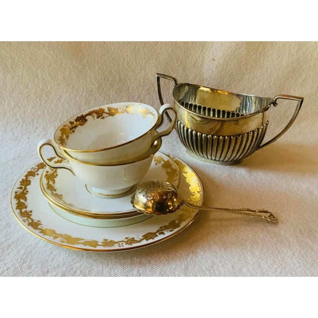 1950s Wedgwood Whitehall Gold Ivy Bone China Tea Set, 10-Piece For Sale - Image 16 of 18