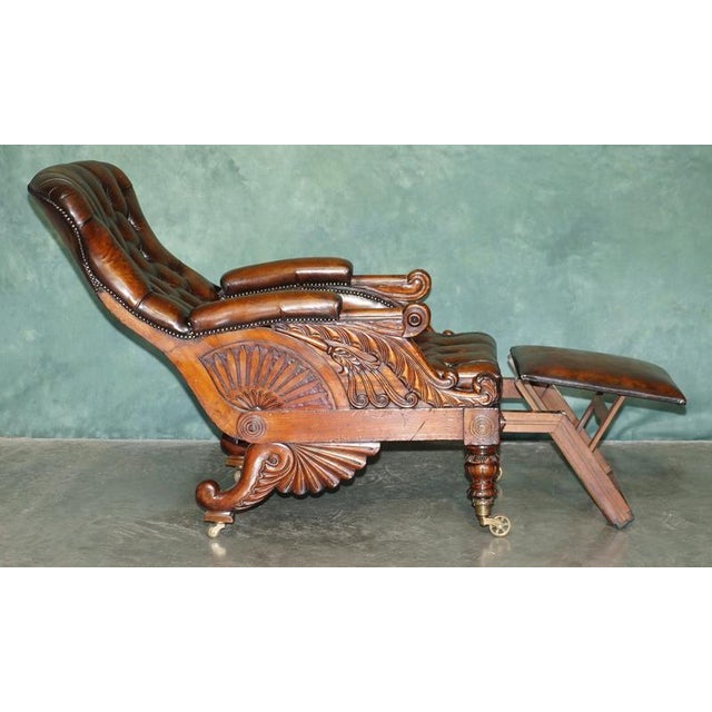 Antique Walnut and Leather Reclining Library Lounge Chair by William Smee, 1850s For Sale - Image 14 of 18