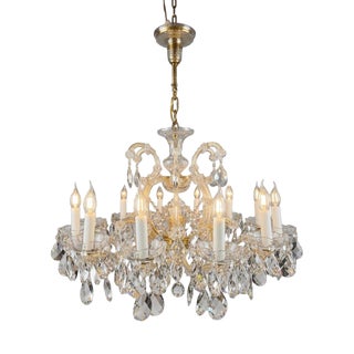 Statement Marie Theresa Crystal and Brass Twelve Branch Chandelier For Sale