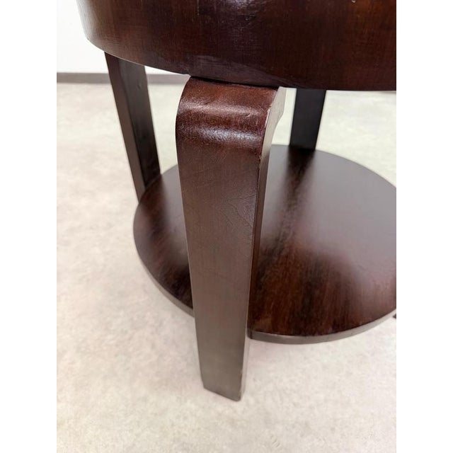 Black Art Deco Round Bentwood Side Table with Shelf by Thonet Mundus, 1930s For Sale - Image 8 of 12