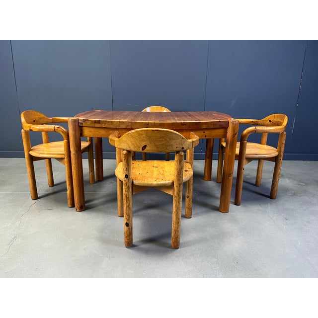 Pine Wood Dining Table and Chairs from CJ Rosengaarden, 1970s, Set of 5 For Sale - Image 12 of 12