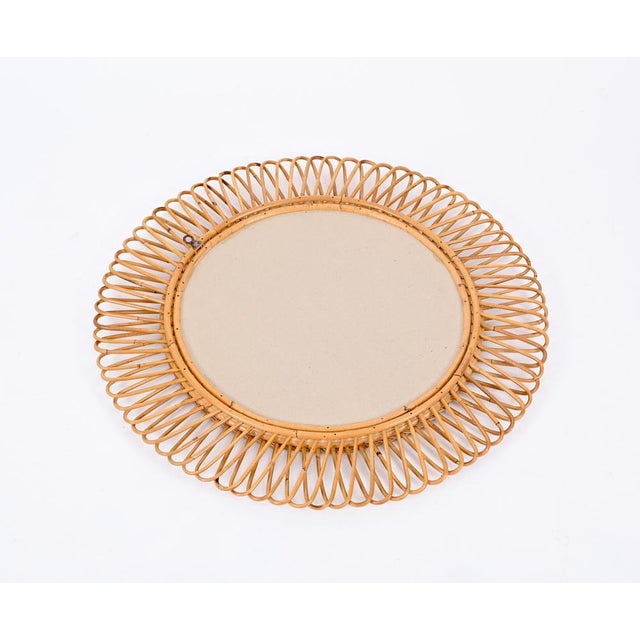 Mid-Century Italian Bamboo and Wicker Round Mirror by Franco Albini, 1960s For Sale - Image 12 of 13