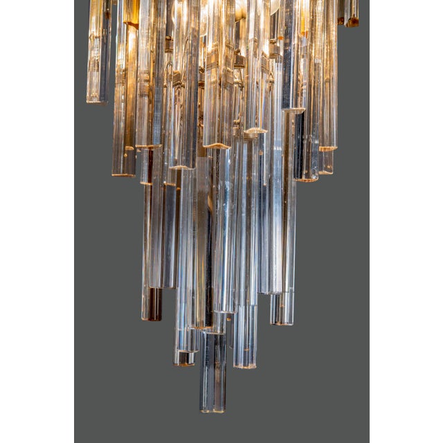 Signed original 1960s italian chandelier produced by the iconic venini manufacture. signed on the structure at the top...