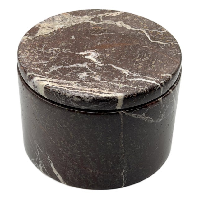Red Zebra Marble Round Keepsake Box For Sale