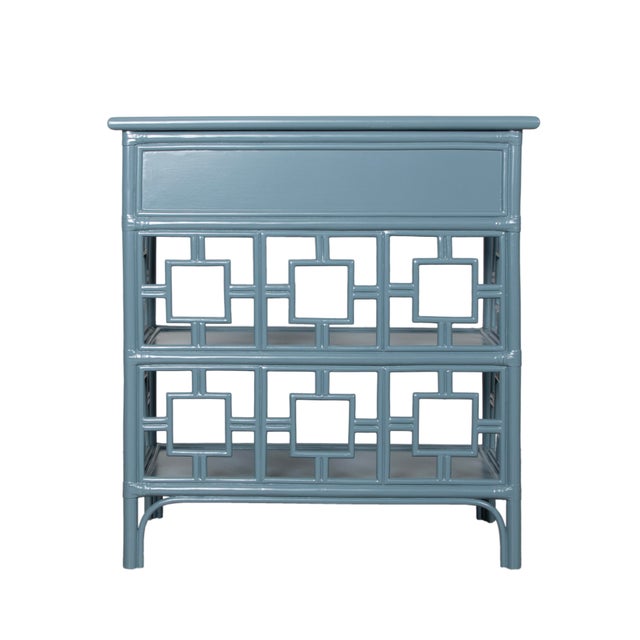 Wood Sobe End Table - Regatta Blue For Sale - Image 7 of 8