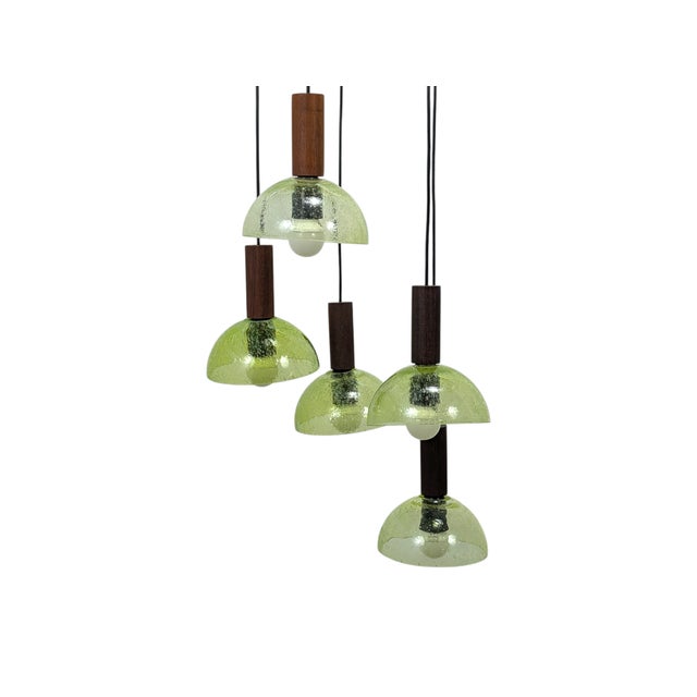 Teak and Murano Glass Pendant Lamp, 1960s For Sale - Image 4 of 10