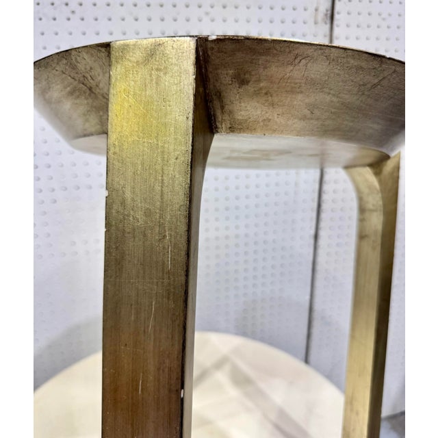 Under Beveled Three Legged Silver Leaf Style Modern Drinks Table For Sale In West Palm - Image 6 of 9